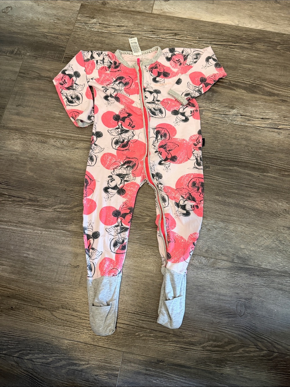 Bonds Disney Minnie Mouse Zip Wondersuit Pink & Gray Baby 2